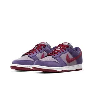 Purple & Red Two-Tone Low-Top Sneakers with Premium Suede Upper, Bold Red Side Accent, Perforated Toe Box & Gum Rubber Outsole, Retro Casual Style for Streetwear