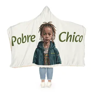 Pobre Chico Wrap Around Cape/Blanket WHT with Hoodie -
