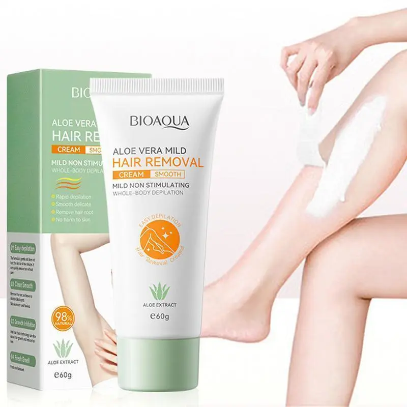 Smooth Lavender Hair Removal Cream with Plant Extracts - Gentle Mousse-like Depilatory for Body & Intimate Areas, for Silky, Sensitive Skin, 60g, Body Care, Safe Hair Remover