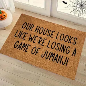 Home Decor Carpet with Gnome Game Pattern, Modern Polyester Indoor Mat for Living Room & Office, Perfect Gift for Family and Friends
