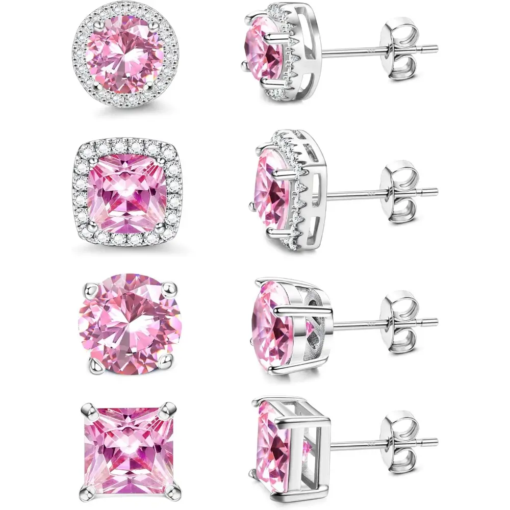 18K White Gold Plated - Pink CZ