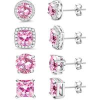 18K White Gold Plated - Pink CZ