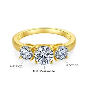3 Stones Moissanite Ring Eternity Band Everyday rings Design For Woman Man Anniversary Wedding Engagement  Silver Rings Gift Valentine's Day, J082