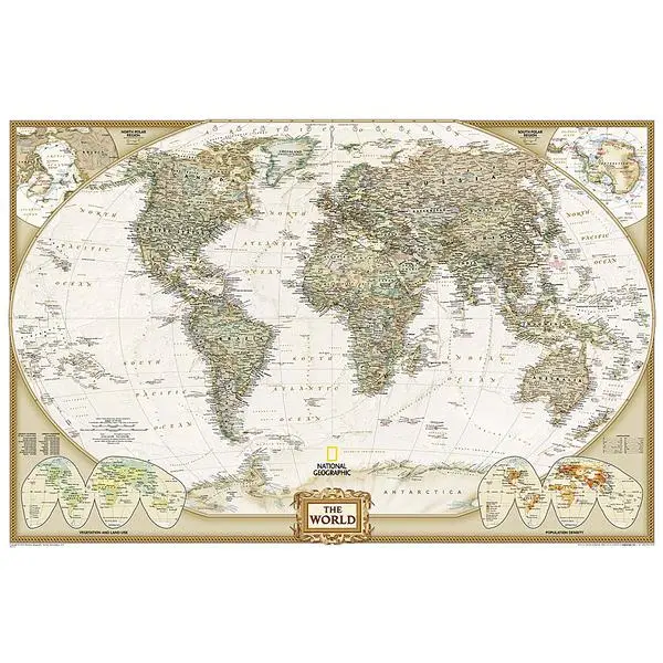 National Geographic World Wall Map - Executive (Poster Size: 36 X 24 In) -- National Geographic Maps, Sheet Map, Rolled