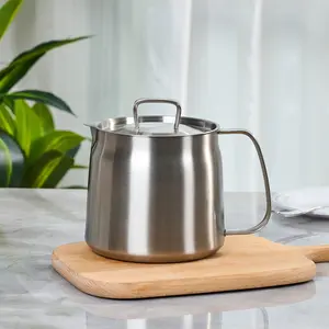 Multifunctional Oil Filter Pot & Fryer, 304 Stainless Steel Grease Keeper with Strainer & Basket, for Storage, Frying, Boiling, All Stovetops, Dishwasher Safe