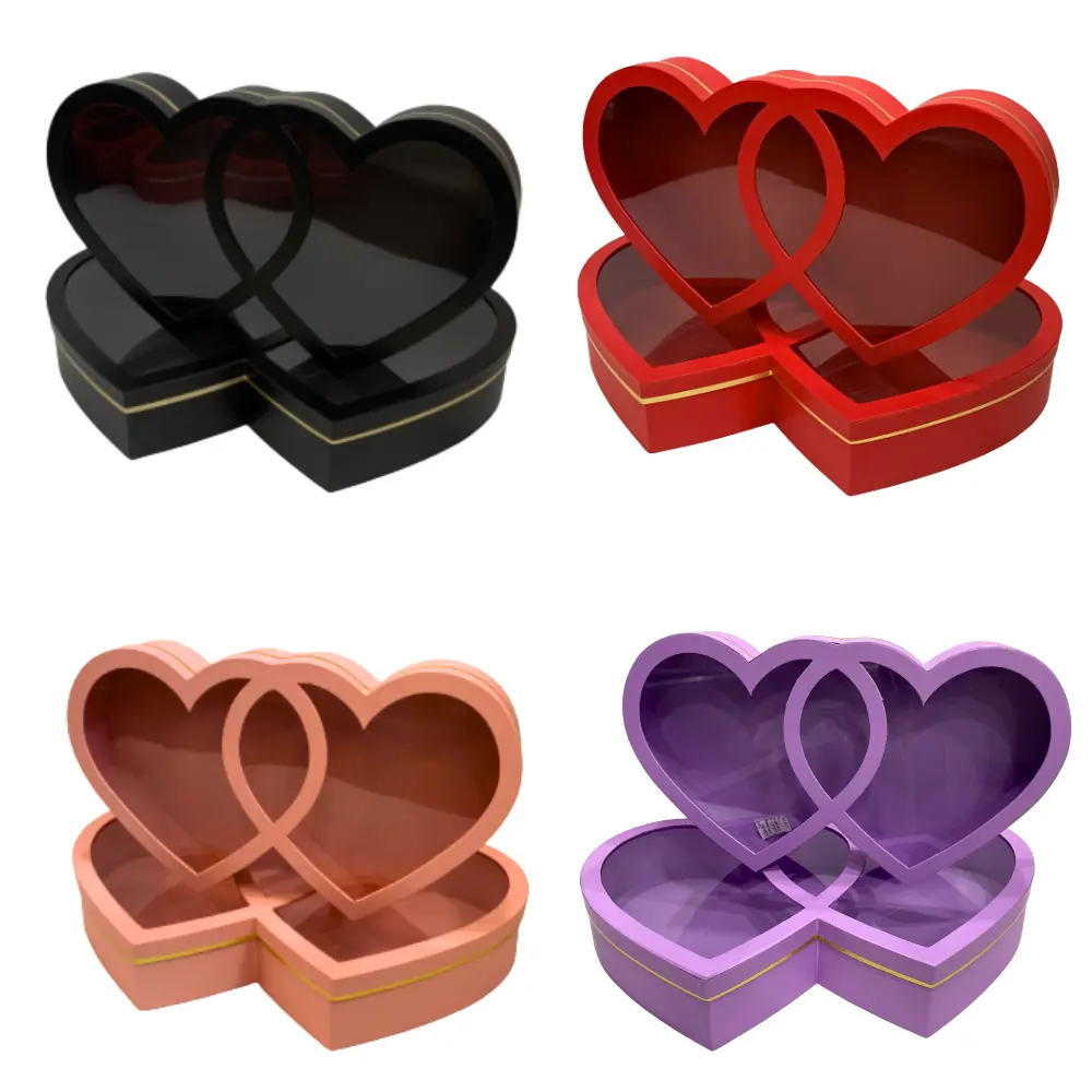 Set of 2 Large Double Heart Gift Boxes for Flowers & Gifts, W138 Set of 2 Large Double Heart Gift Boxes for Flowers & Gifts, W138