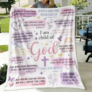 Girls Baptism Gift Blanket, Women Christian Birthday Present, Inspirational Confirmation & First Communion Gift, Warm Soft Comfortable