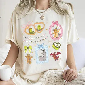 Coquette Bow Shrek Shirt, Shrek Can't Today I'm Swamped Tee, Shrek and Fiona Unisex Graphic T-Shirt Cotton Fabric