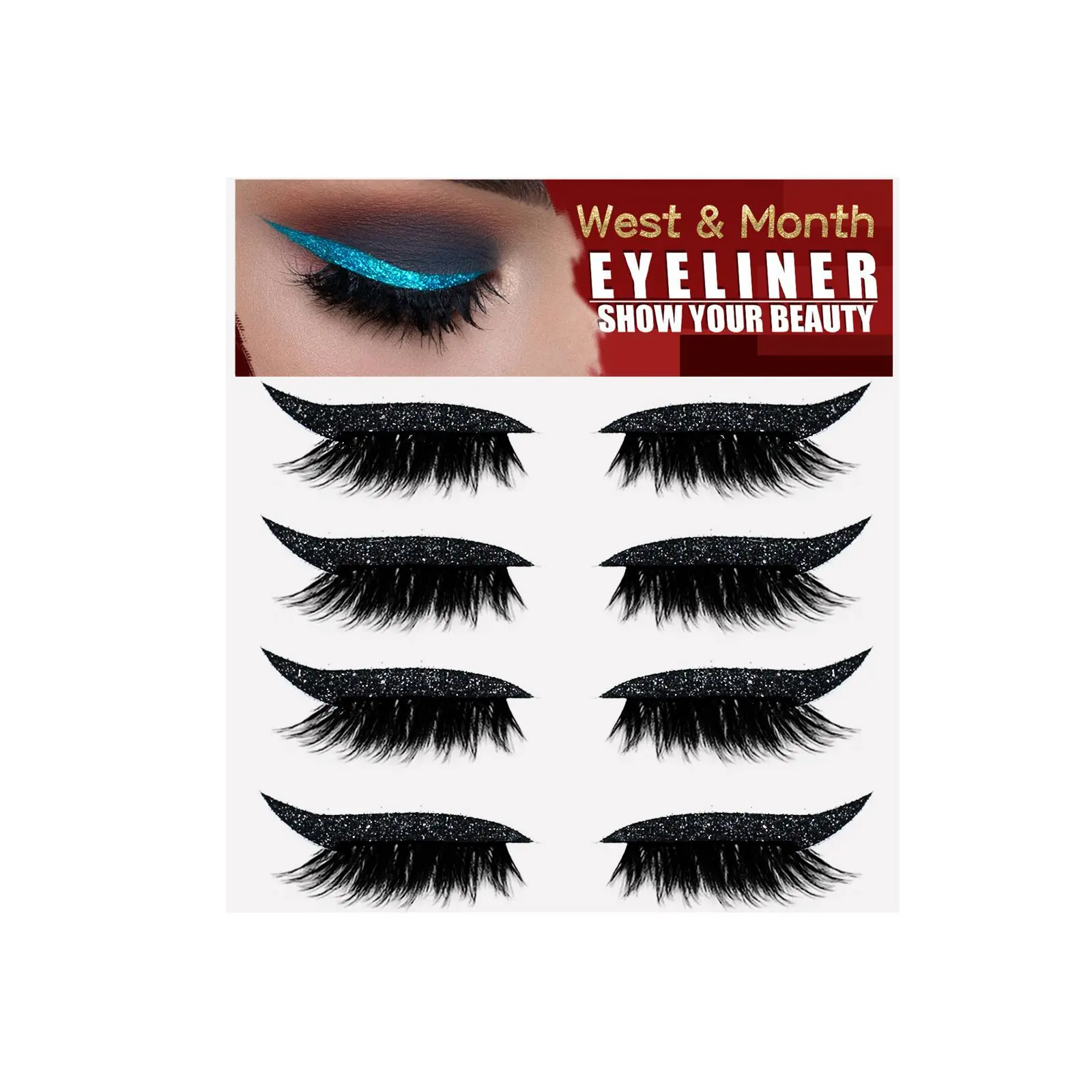 West&Month Reusable Eyeliner Stickers, Double Eyelid Stage Makeup Party Nightclub