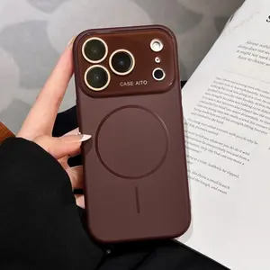 Big Window Liquid Silicone Phone Case For iPhone 17 Air 16 15 14 Plus 12 13 16 Pro Max Magsafe Official Soft Protector Cover