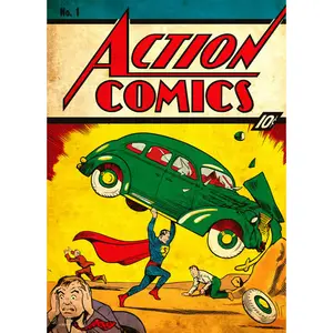 ANIMATION POSTER, Action Comics Superman by Joe Shuster, DC Comics Dark Legend. Posters For Superhero Fans, DC Superhero Art Decor Gifts Decor Gifts