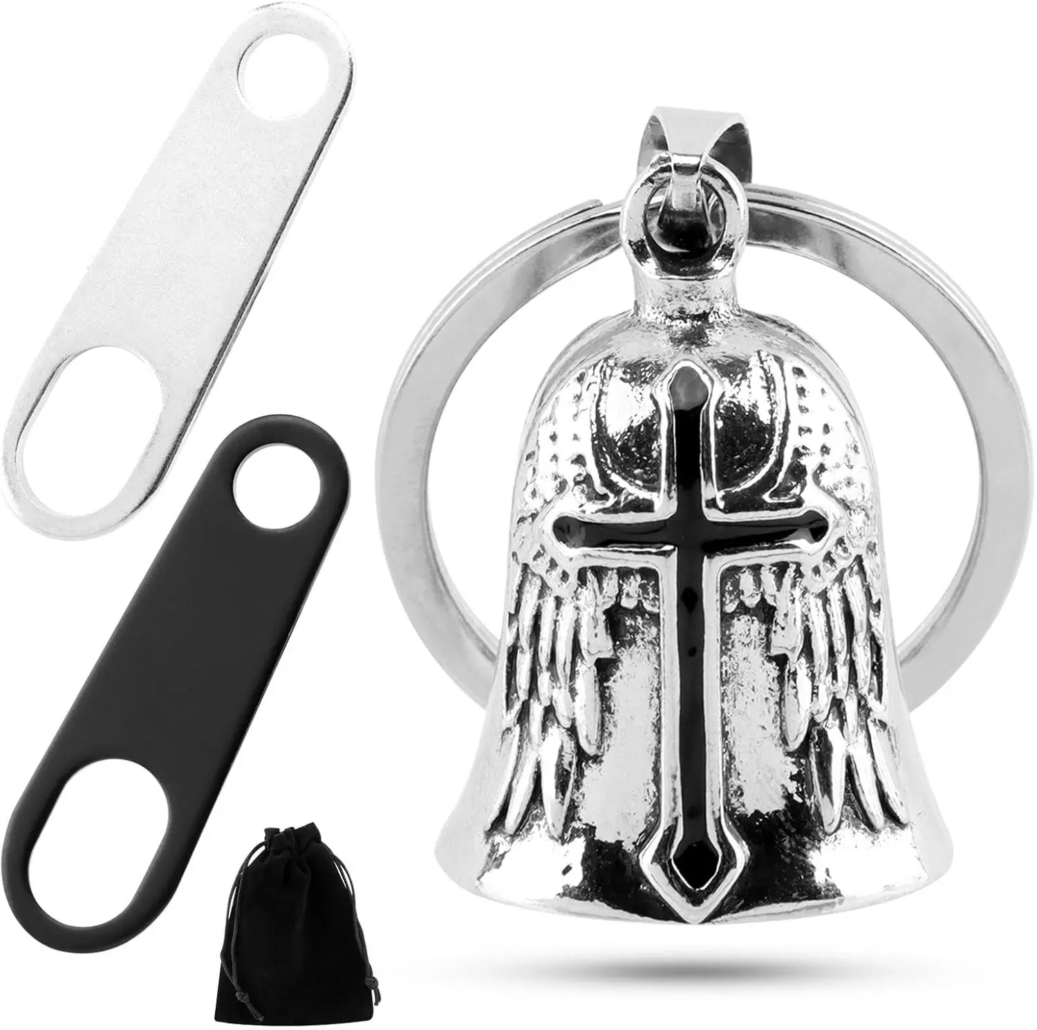 Motorcycle Bells for Bikers Guardians Angel Gremlin Bells, Good Luck Bells & Keyring Drive Safe Pendant
