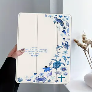 Stylish Tablet Case with an Ocean Theme Featuring Christian Faith 43:2, Designed for Ipad Models Including 10Th, 11Th, 9Th, Mini, Air 4Th, And Pro. It Includes a Pencil Holder And Has an Auto Wake/Sleep Function