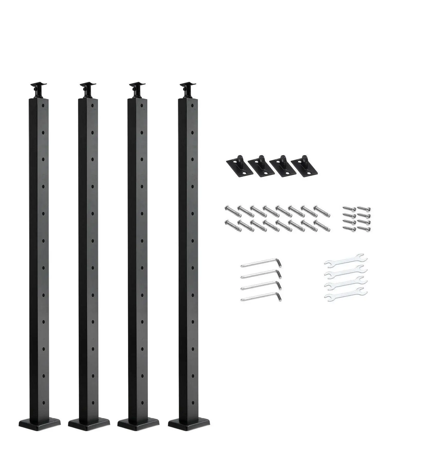 Cable Railing Post 4-Pack, 42 Inch Black Stainless Steel Deck Railing Posts with Pre-Drilled Holes, Horizontal Railing System for Stair, Porch, Deck - 4JZLGZXHS106REP67001V0 106.7x2.5x5 cm