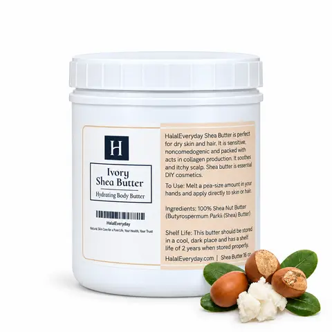 HALALEVERYDAY Ivory Shea Butter 28oz Unrefined Body & Hair Moisturizer 100% Pure Natural Organic from Ghana Rich in Vitamins A E F for Skin & Hair Care