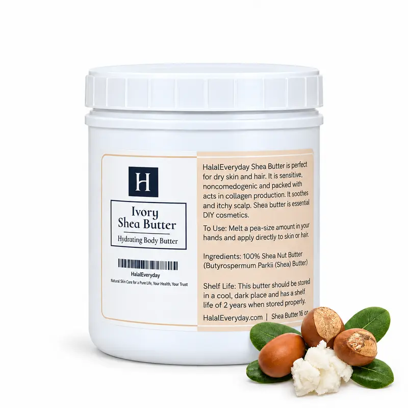 HALALEVERYDAY Ivory Shea Butter 28oz Unrefined Body & Hair Moisturizer 100% Pure Natural Organic from Ghana Rich in Vitamins A E F for Skin & Hair Care