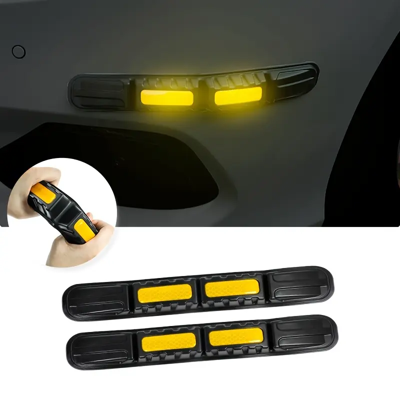 Set of 2 Universal Bumper Strips for Vehicles, Designed to Prevent Collisions, Featuring Reflective Stickers for Safety, And Serving As Decorative Adhesive Strips to Conceal Scratches