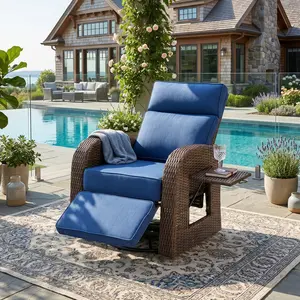 Belord Outdoor Recliner Chair Extendable Ottoman & Foldable Table, AM Series