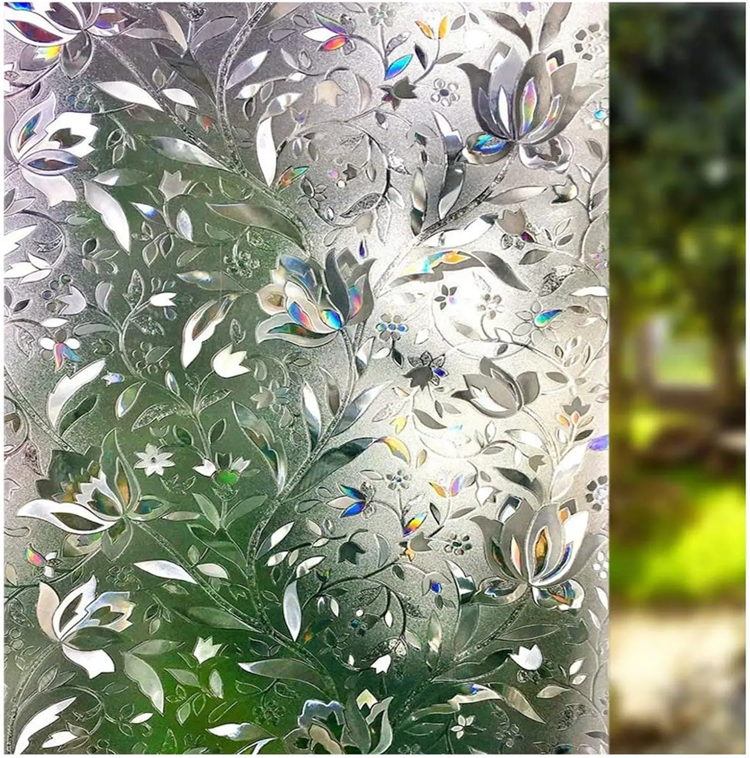 Window Film, Decorative Window Privacy Film, 3D Stained Glass Window Sticker