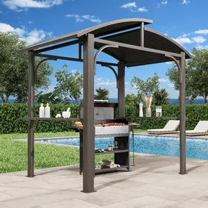 EROMMY 8x6 FT Grill Gazebo, Outdoor Patio Furniture with Double Galvanized Steel Roof, Metal Frame Canopy, Shelves, Patio Shade for Garden, Backyard Decor,summerwins,outdoorfurnitureset