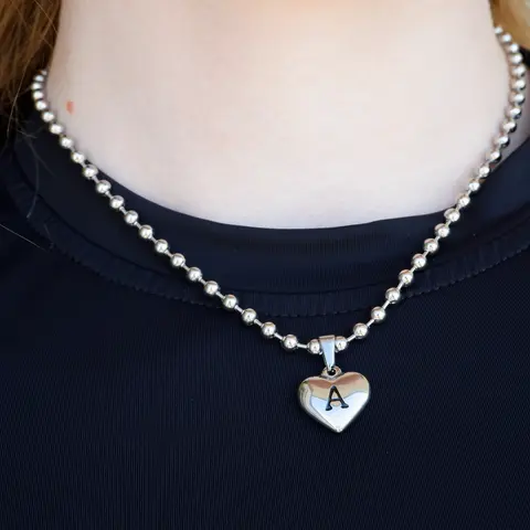 Waterproof Initial Heart Necklace | Non-tarnishing Jewelry | Silver Stainless Steel and Gold