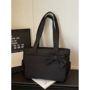 Women's Large Capacity Bowknot Decoration Tote Bag, Lightweight Shoulder Bag for Outdoors, Casual Fashion Handbag, Stylish Tote Bag