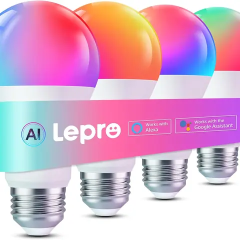 LEPRO B2 Smart E26 LED Light Bulb - 1100LM, 75W Equivalent, 2.4GHz WiFi & Bluetooth RGBWW Color Changing, Voice Control via Alexa & Google Assistant, Music Sync, AC Power Supply, for Room Decor, Home Decor Items