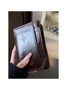 1pc Multifunctional Passport Holder And Card Holder, PU Leather Passport Cover, Suitable For Travel, School, Vacation, Business Trip, Unisex, Multifunctional Passport Holder Card Holder ID Boarding Pass, Storage Bag Ticket Holder Wallet All-In-One Women