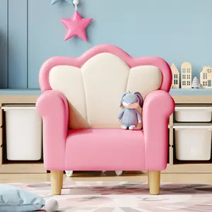 High end and high-quality Upholstered Kids Sofa, Princess Armchair for Children, Petal Shape Toddler Sofa Chair for Playroom, Children's Bedroom, Pink+White ,Safe, sturdy, and comfortable Furniture