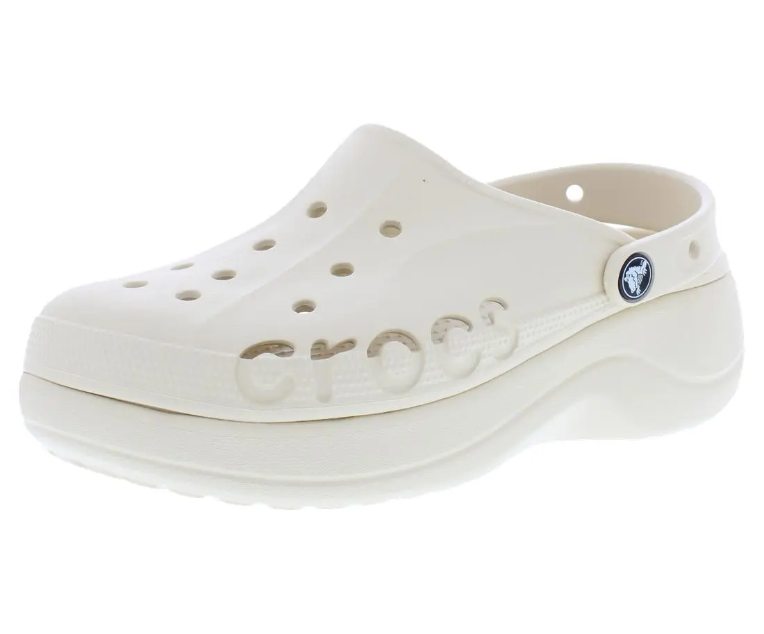 Crocs Baya Platform Clog Womens Shoes, Color: Winter White
