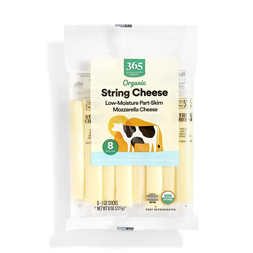 Organic Mozzarella String Cheese - Baking-Friendly, 8 oz