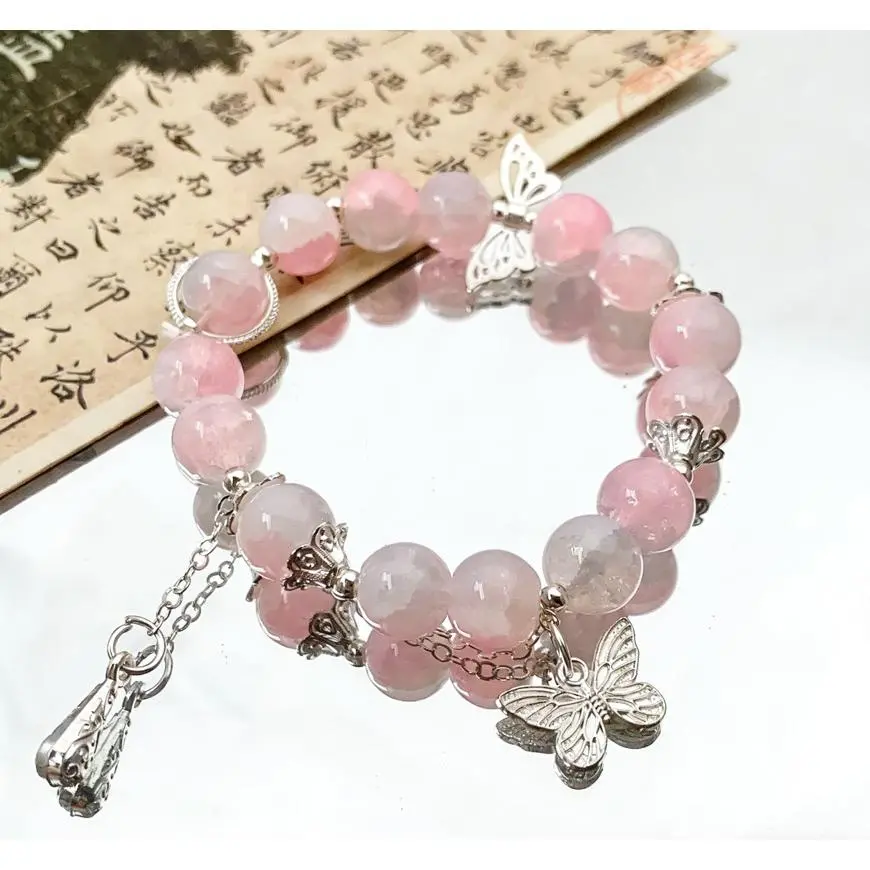 S315-Pinkish Purple Corn Cob Butterfly Bracelet#SZ