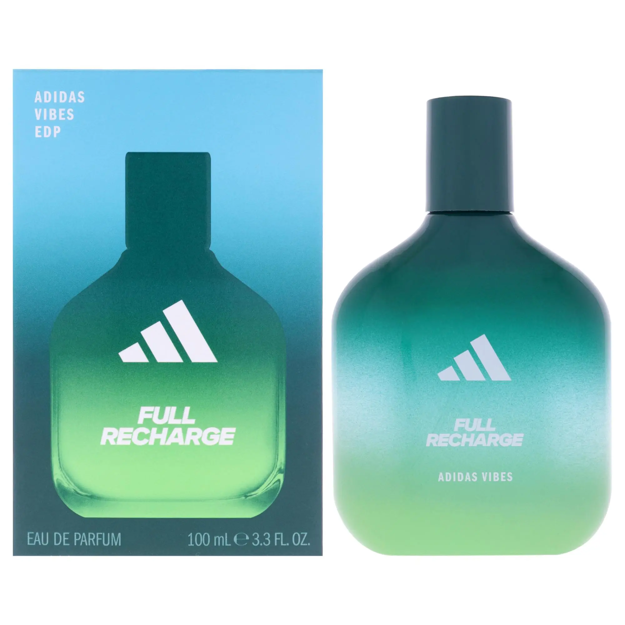 Adidas Vibes Full Recharge Eau de Parfum Spray, Unisex Fragrance for Energy and Renewal - 3.3 oz Single Item in Box