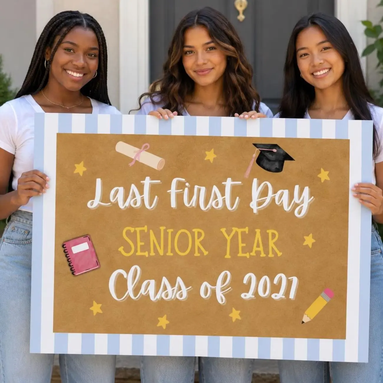Customizable Last First Day Senior Year 2027 Poster ,Custom First Day of School Photo Banner