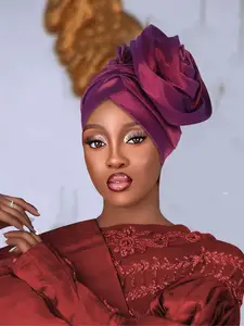 Vintage Elegant Large Rose Flower Headscarf Hat for Women, Multi-Color Options, Perfect for Formal Dinners, Gatherings, Evening Parties and Events