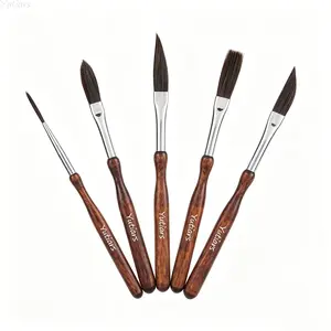 5Pcs Mini Fine Line Detail Brushes Set Portable High Accuracy Pinstriping Paint Brushes for Model Making Car Line Art Work