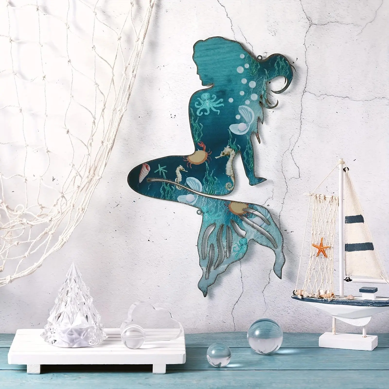Mermaid Design Wall Art, Ocean Inspired Design, Metal Wall Decor, Wall Ornament, Wall Decor for Home Living Room Bedroom, Home Decor, Room Decor, Poster, Decoration Items
