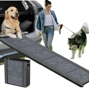 Dog Ramp for Car, 63" Long & 17" Wide Folding Portable Pet Stair Ramp with Non-Slip Rug Surface, Extra Wide Dog Steps for Medium & Large Dogs Up to 250LBS Enter a Car, SUV & Truck