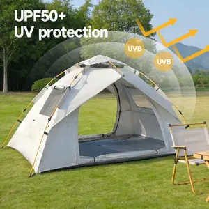 [Easy Setup] Pop-Up Beach Canopy with UV Protection | Heavy-Duty Polyester Portable Sunshade Shelter | Ideal for Picnics, Family Gatherings, Camping, Fishing & Lawn Parties | Comes with Carry Bag | Folding Tutorial Video Available on Detail Page