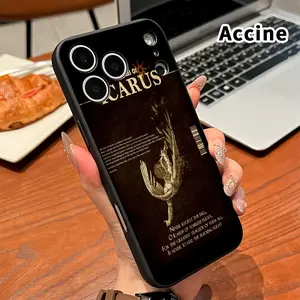 Straight Edge Phone Case for iPhone 17 16 Pro Max 15 Plus 14 13 12 11 Air XS XR E Icarus' Fateful Plunge Pattern Drop Protection Shockproof Soft Silicone smartphone Cover