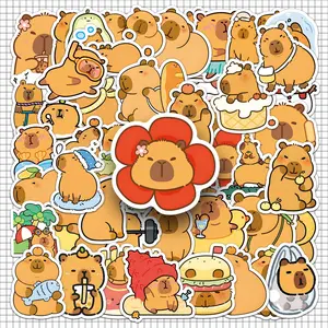 Cartoon Capybara Pattern Sticker, 100pcs Cute Animal Waterproof Self Adhesive Sticker, Decor Sticker for Gift Greeting Card Water Bottle Laptop Phone, Ornaments