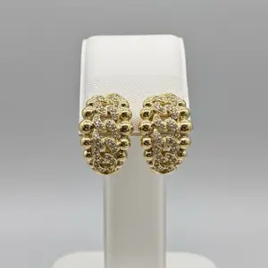 Gold-Tone Pave Cluster Ear Hoop for Earrings with Sparkling Diamonds and Elegant Design