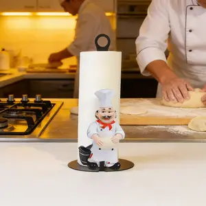 Chef Style Paper Towel Holder Metal Material, Perfect for Kitchen Paper Towels, Rustic Country Style Kitchen Decor, Durable Countertop Dispenser