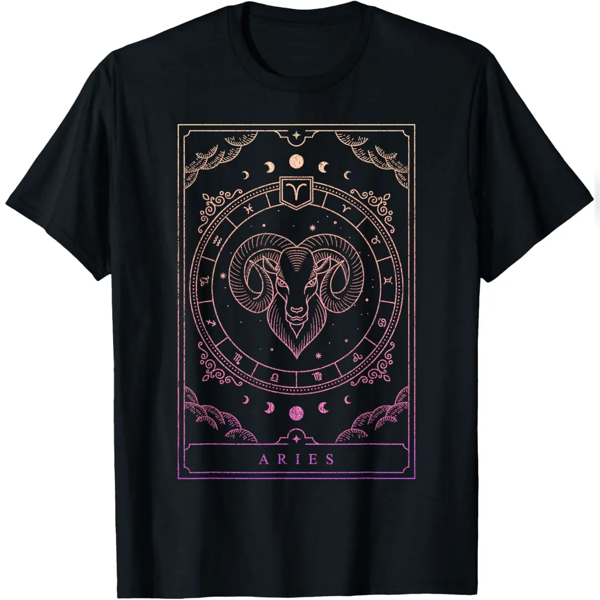 Women's Aries Zodiac Sign Round Neck Short-Sleeve Casual Comfortable Cotton Lady's Everyday T-Shirt, Shortsleeve, Simple, Top, Tshirt