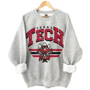 [SALE UP TO 30%] Texas Tech Red Vintage Football Fashion NCAA Sweatshirt, The Texas Tech University Unisex Vintage NCAA Sweatshirt, Classic Football Sweatshirt, Gift For Football Fans