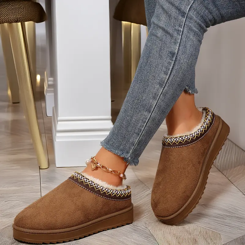 House Slippers for Women Lining Fuzzy Slippers Women Memory Foam Women Shoes House Shoes for Women Snow Boot Outdoor Indoor Cozy Fluffy Slippers Flat Casual
