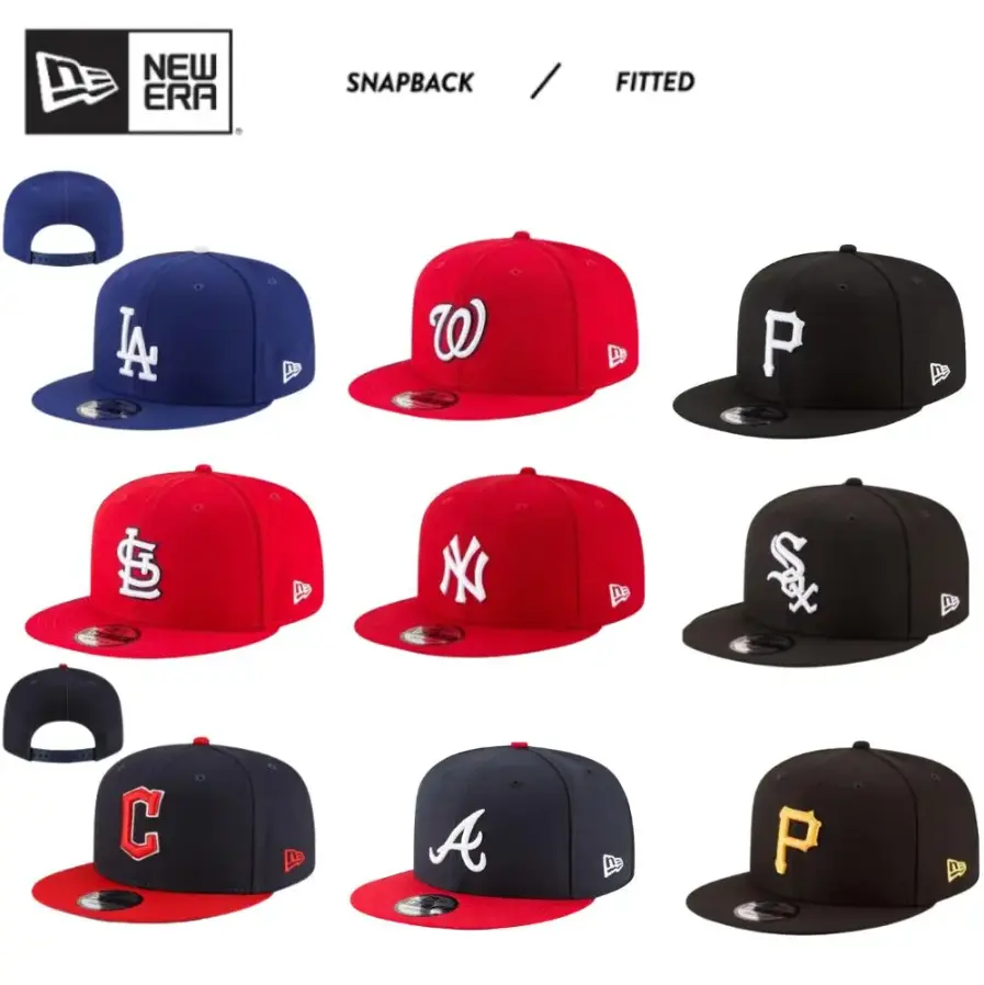 New Era MLB Adjustable Snapback Baseball Cap – LA Dodgers, NY Yankees, Chicago White Sox, St. Louis Cardinals, Washington Nationals, Pittsburgh Pirates, Atlanta Braves, Cleveland Guardians – Flat Brim Streetwear Hat, Unisex Sports Fashion