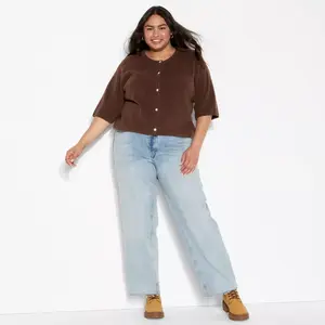 Women's Crewneck Cardigan - Wild Fable Brown 3X