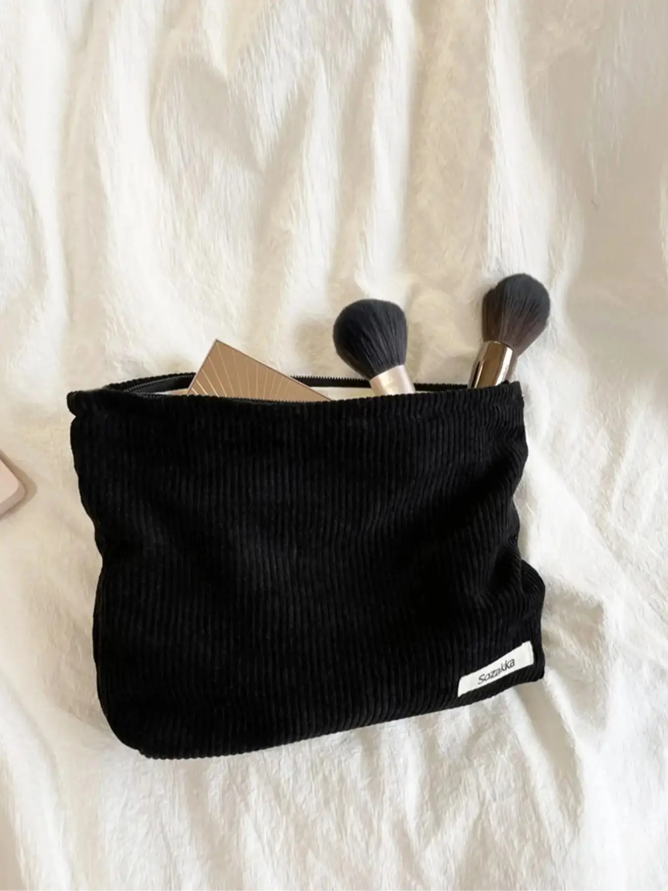 Summer Solid Color Makeup Bag with Zipper, Large Capacity Cosmetic Storage Bag for Women, Simple All-match Bag for Daily Life, Brush Pouch