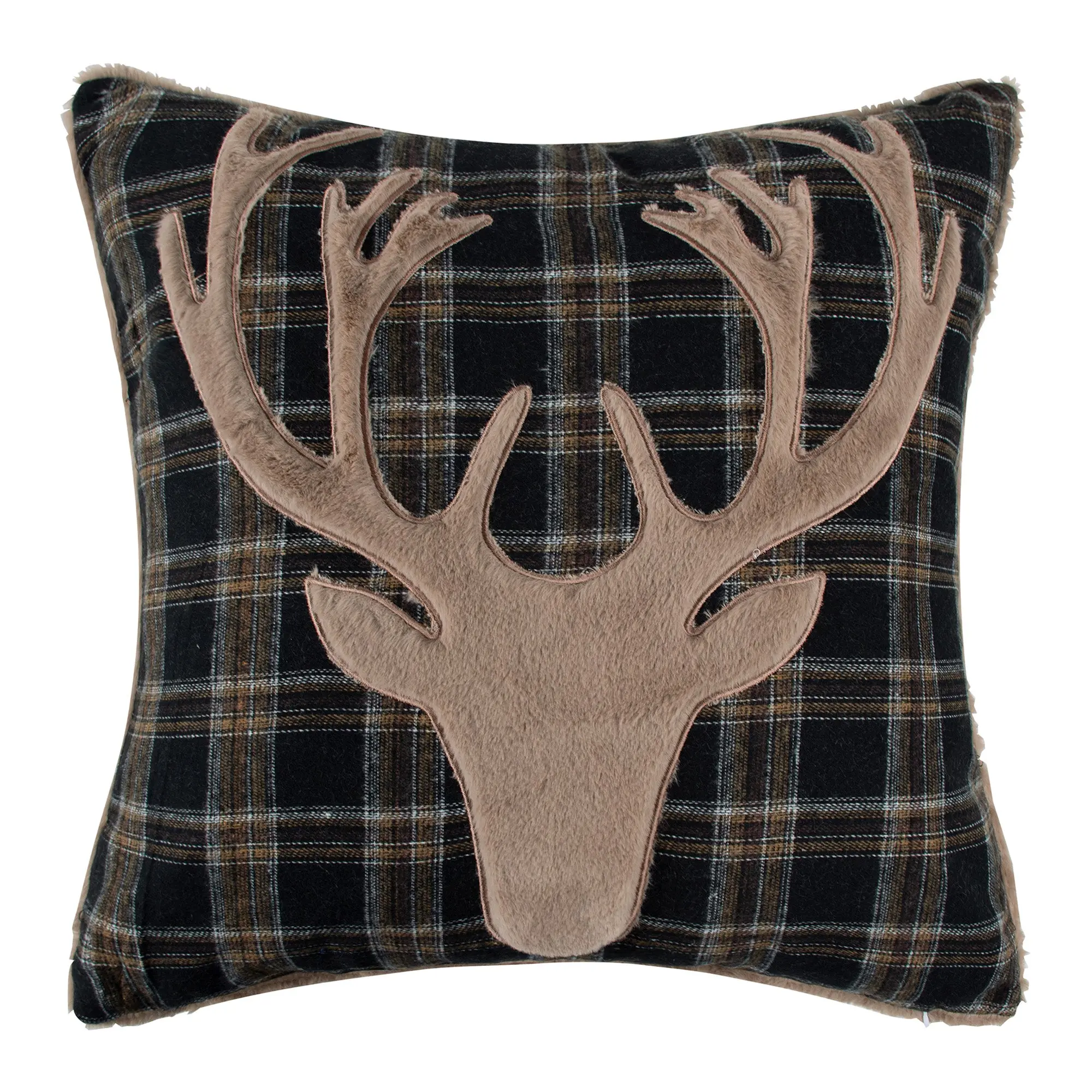 Lodge Antler-Patterned Toile Soft Cushion, Decorative Pillow for Bedding & Home Furnishings, Soft Cushions